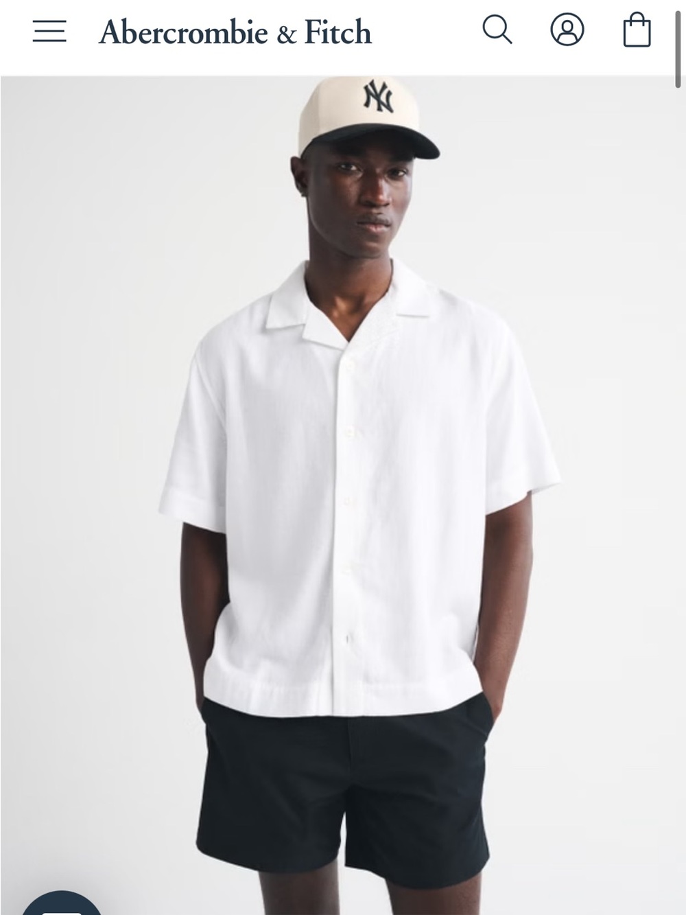 Abercrombie & Fitch White Linen Blend Camp Shirt
